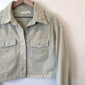 Pacsun Cropped Denim Shirt Jacket‎ Shacket XS/S Light Green